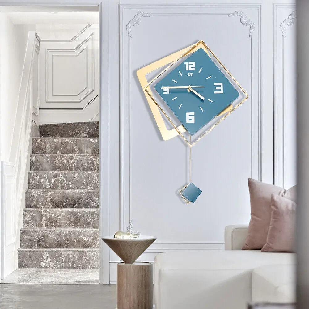 Modern Metal Large Wall Clock Silent Digital Hanging Wall Clock Home Art Decor