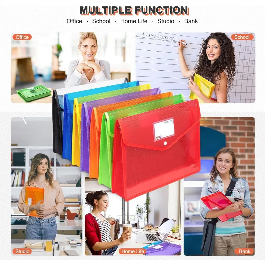 Plastic File Folders Waterproof Transparent Expandable File Organiser Portable Large Capacity A4B4 File Wallet for Office Busin