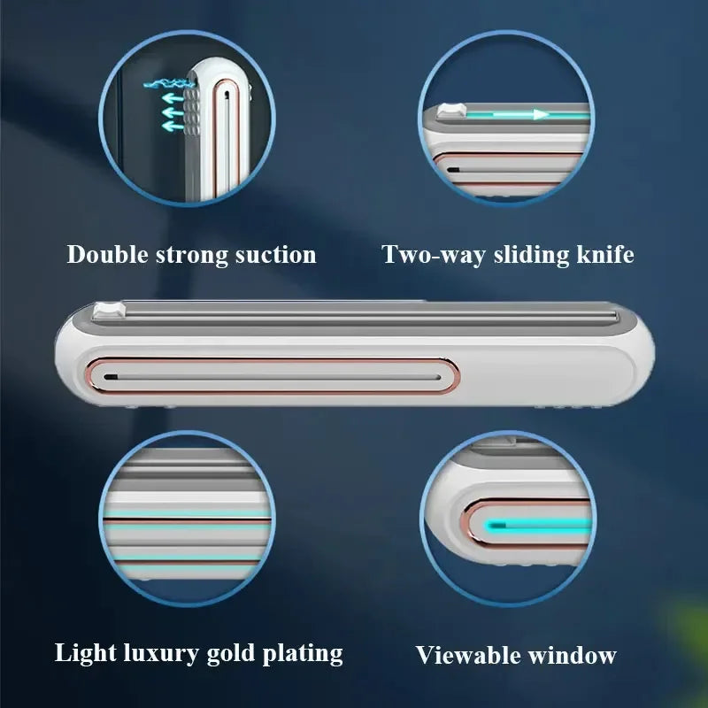 1pc Plastic Film Cutter Cling Film Cutter Dispenser Magnetic Refillable Plastic Wrap Dispenser with Cutter Kitchen Accessories