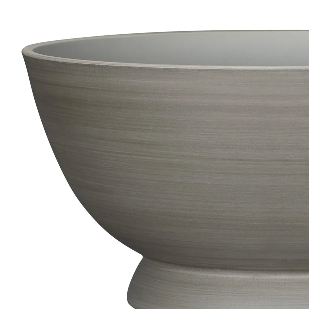 Gray Sienna Recycled Resin Planter Indoor Outdoor Round Flower Pot with Drainage Holes UV Resistant Lightweight Durable 18in