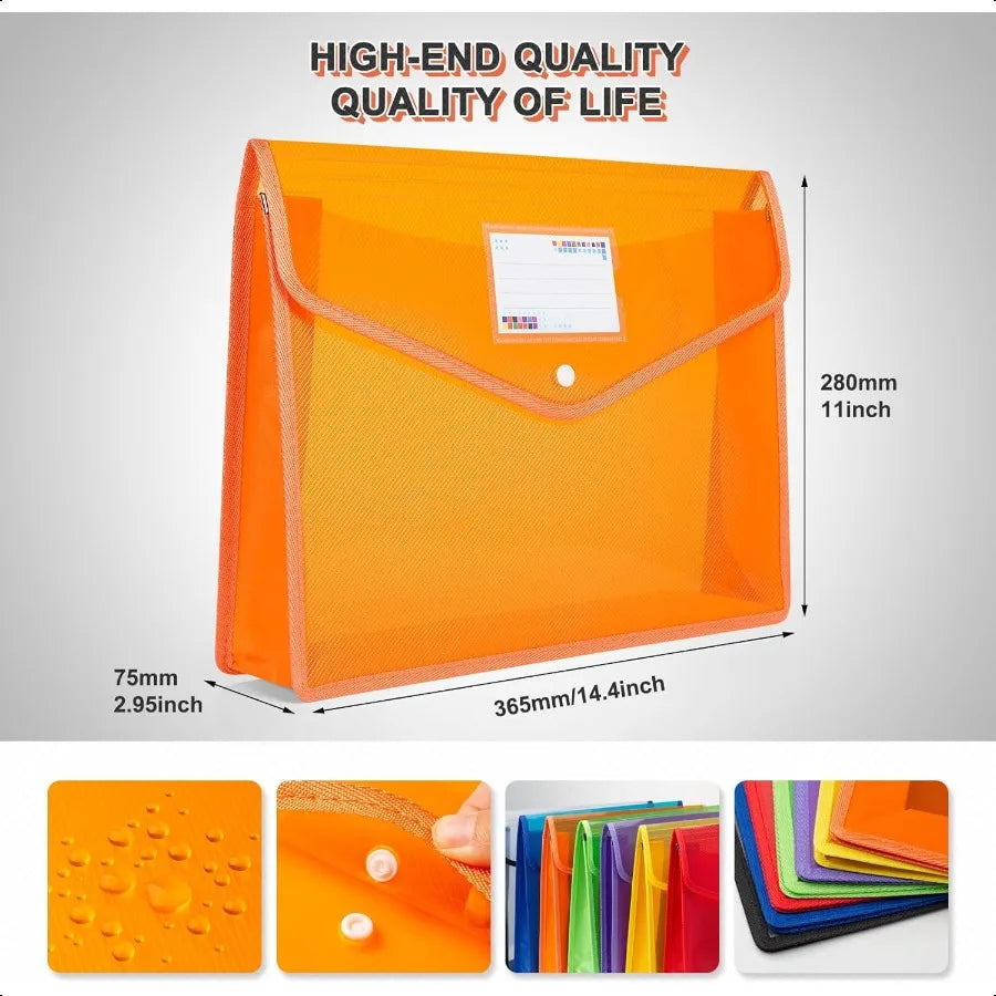 Plastic File Folders Waterproof Transparent Expandable File Organiser Portable Large Capacity A4B4 File Wallet for Office Busin