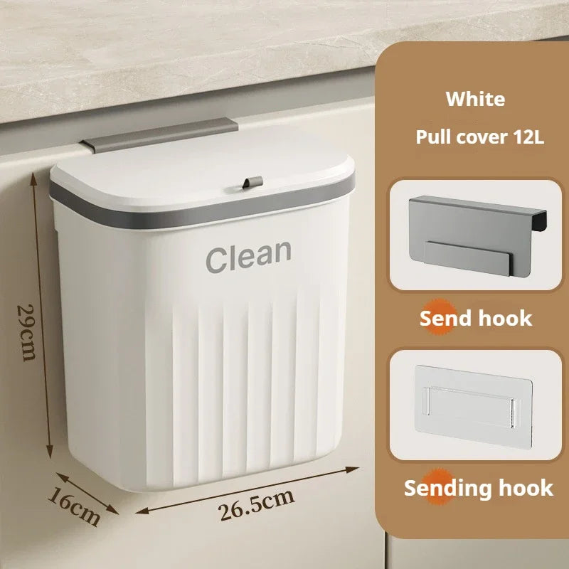 Hanging Trash can Kitchen Hanging with Lid Bathroom Accessories Mounted Recycling Garbage Baskests Wall Mounted Garbage Bins