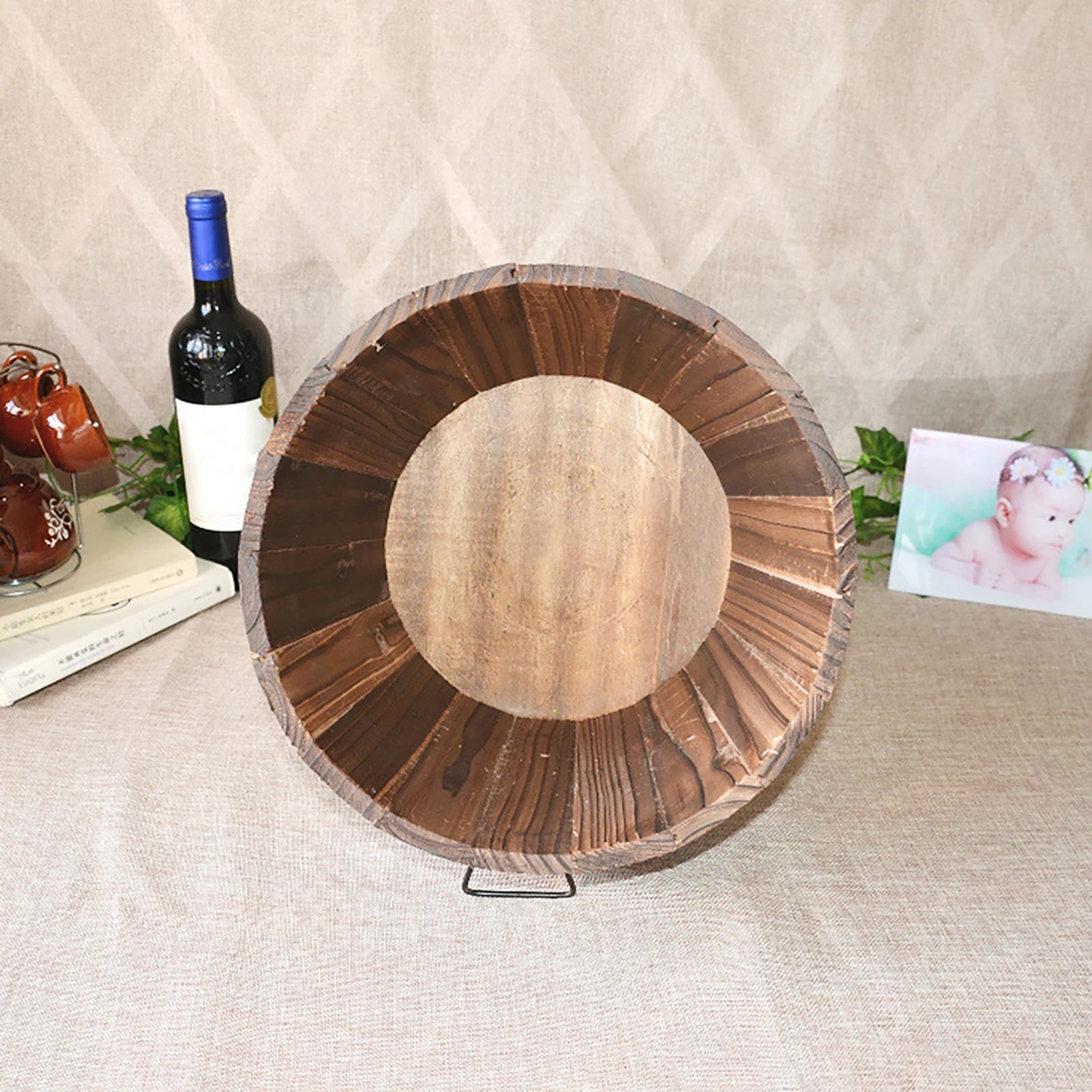 1Pc Rustic Succulent Planter Wooden Barrel Empty Flower Pot Container Durable S/M/L Flower Pot Garden Decor