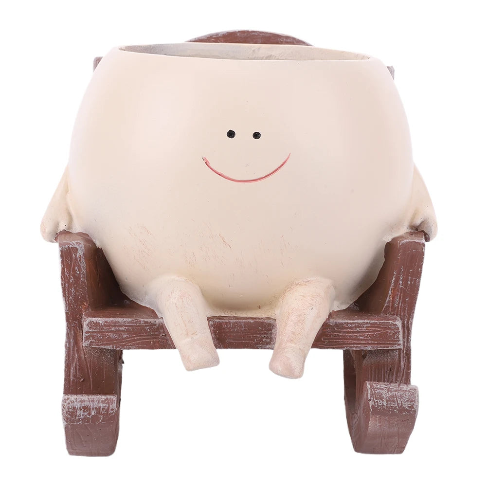 Swing Smile Face Planter Resin Smiling Face Flower Pot Creative Smile Face Flower Container for Indoor Outdoor Plant