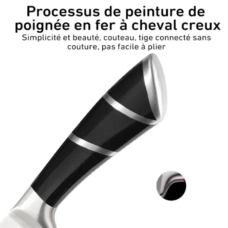 Kitchen Knife Set 9pcs Stainless Steel Sharp Non-Stick Coated Chef Knives with Sharpener for Cutting Slicing Dicing Chopping