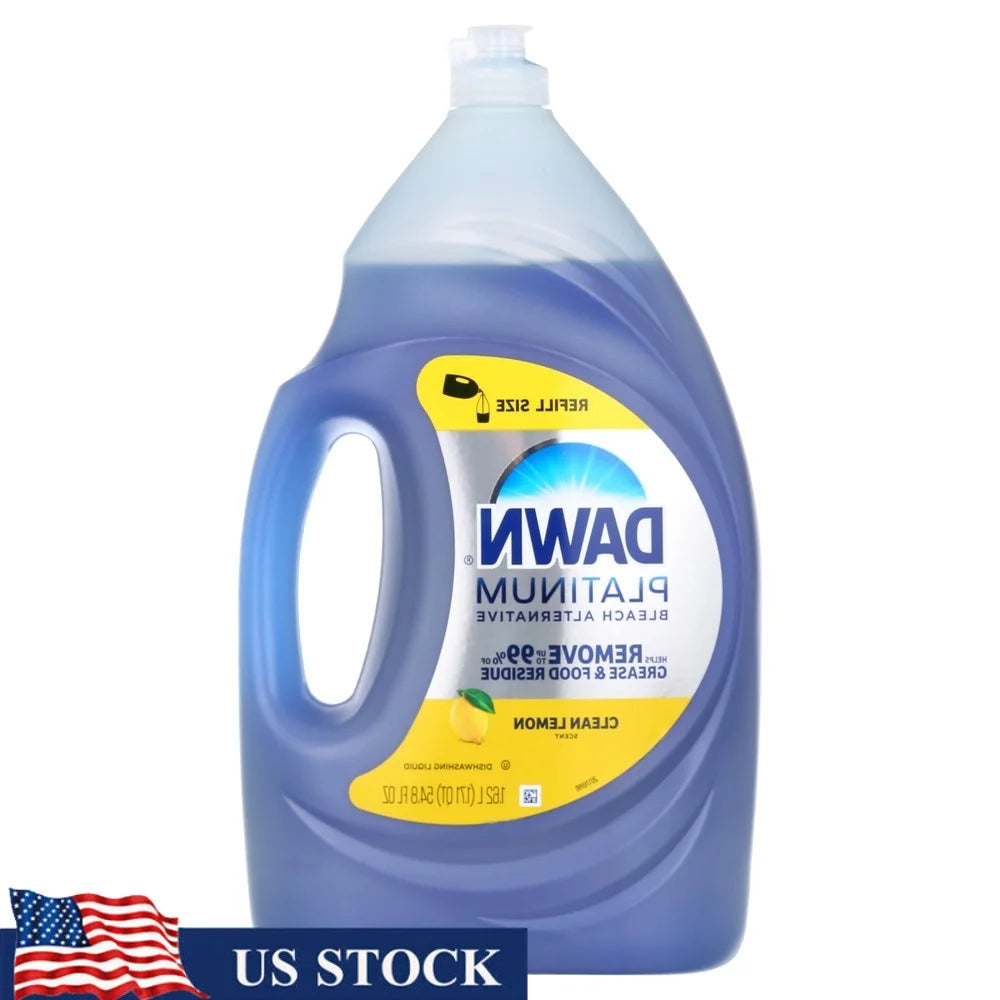 Platinum Dish Soap Liquid Grease Removal Natural Biodegradable Lemon 54.8oz Multi-Purpose Ultra Concentrated Dishwashing Cleaner