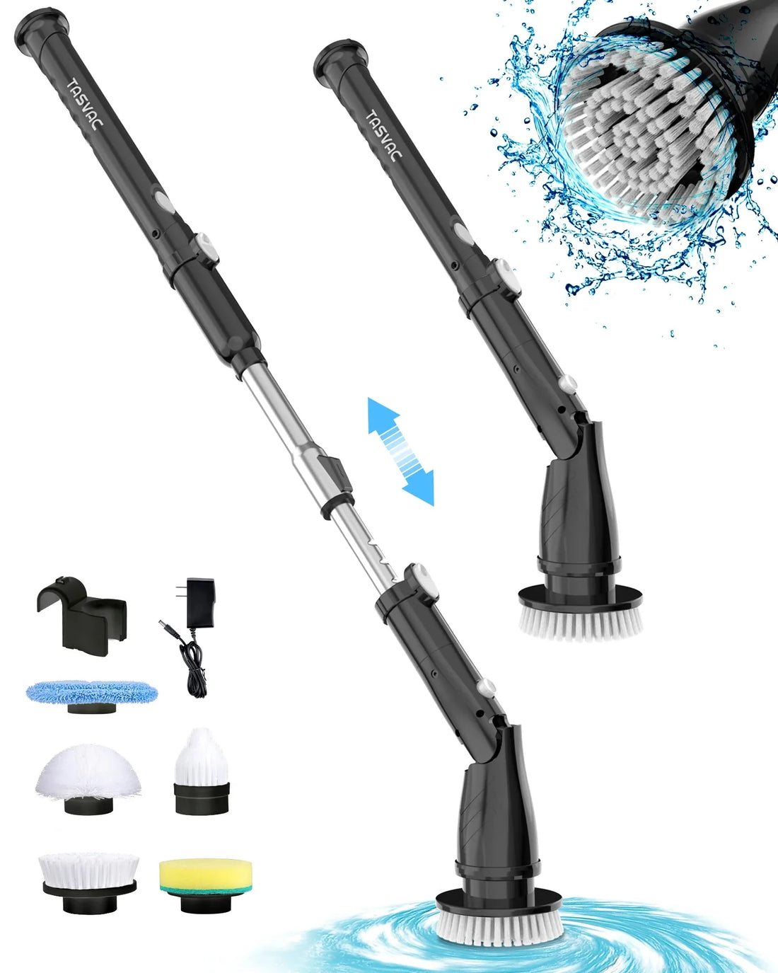 Electric Spin Scrubber Cordless Cleaner Brush with 5 Replaceable Brush Heads 450RPM Bathroom Scrubber for Cleaning  Bathtub Tile