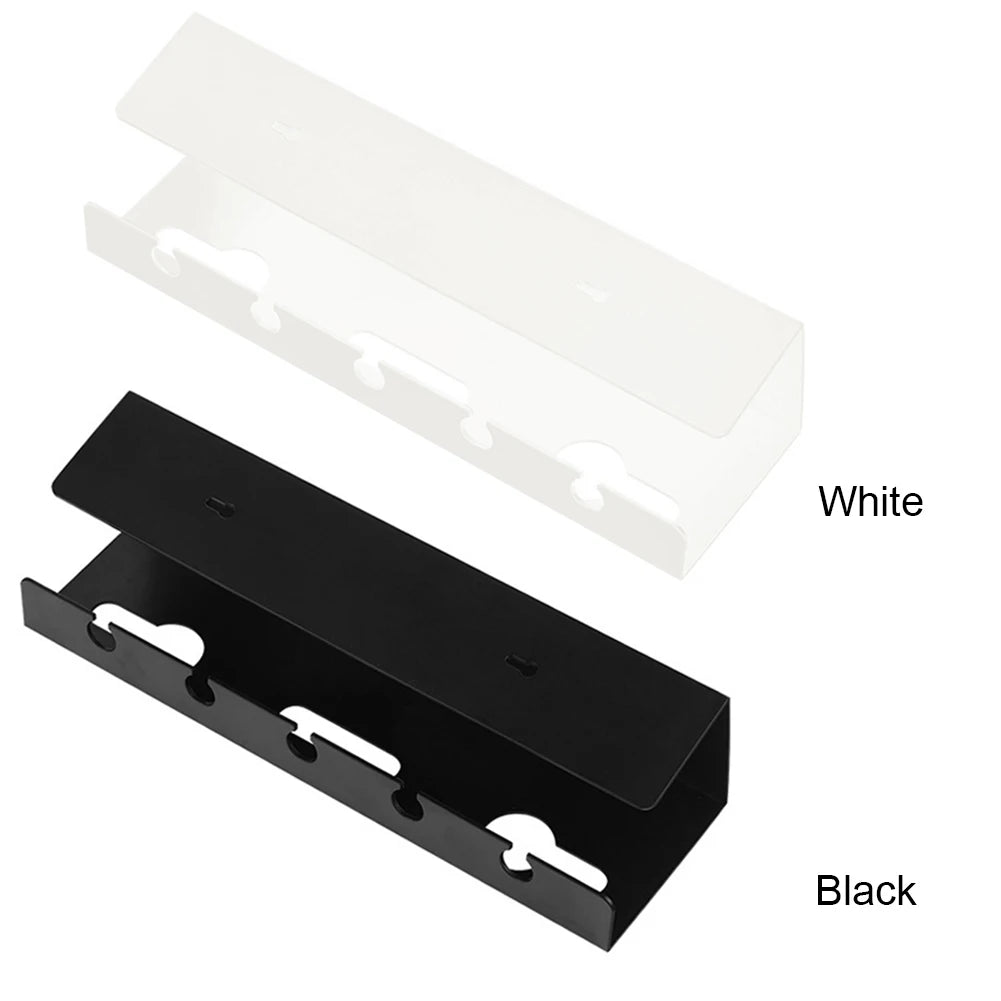 2Pcs Under Desk Cable Management Tray Self Adhesive Under Desk Cable Shelf No Punching Cable Storage Rack for Home Office