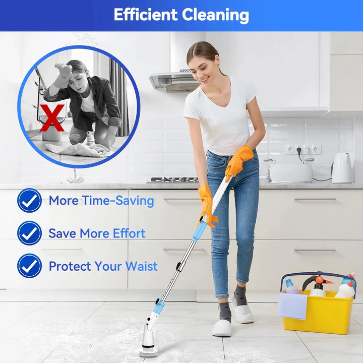 Electric Spin Scrubber Cordless Cleaner Brush with 5 Replaceable Brush Heads 450RPM Bathroom Scrubber for Cleaning  Bathtub Tile
