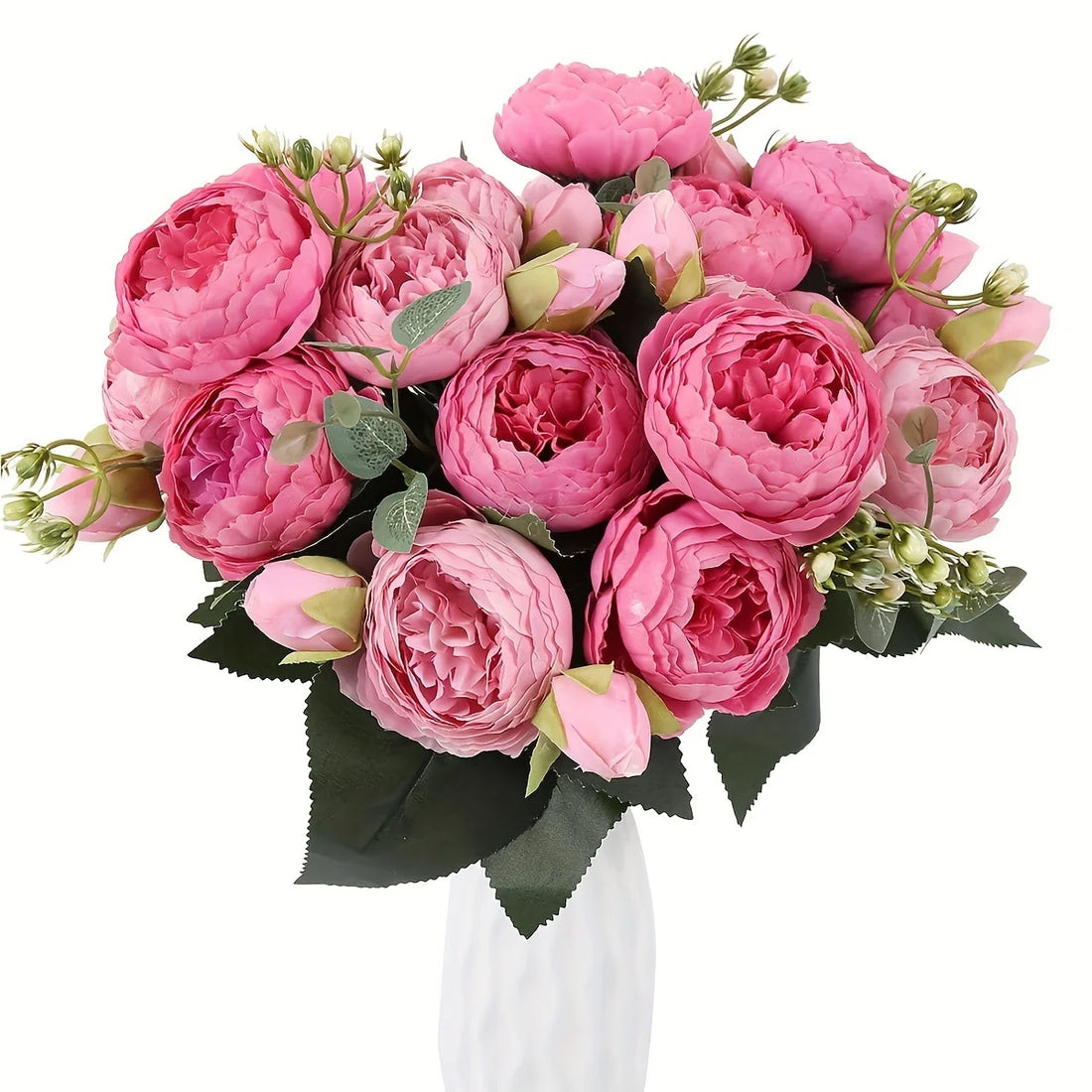 4 Bundles Peonies Artificial Flowers, 13.4in Silk Fake Flowers Bouquets for Home Wedding Decoration Table Centerpiece