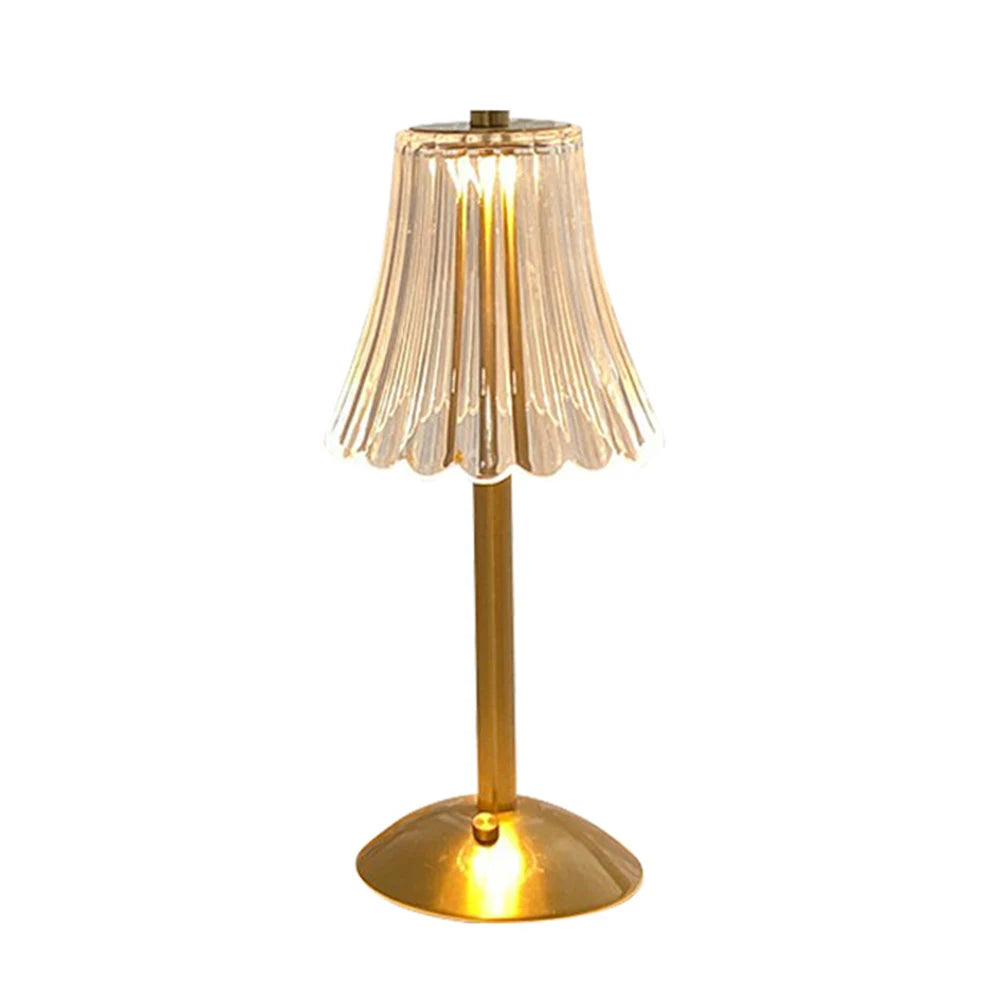 Crystal Table Lamp Rechargeable 3 Colors Portable Gold Metal Beside Lamp 2000mAh Battery Operated Dimmable Touch Light