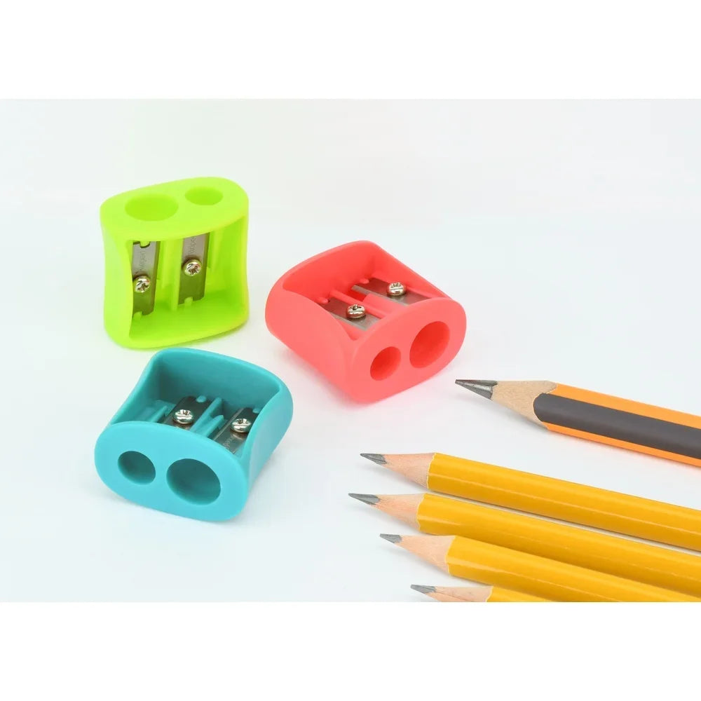 30 Pack 2 Hole Pencil Sharpeners Graphite and Colored Pencils Durable Steel Blades Portable School Office Art Drawing