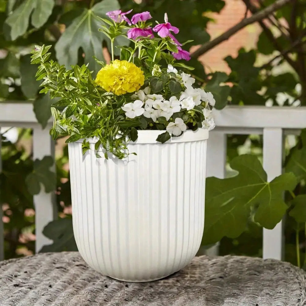 16"W x 16"L x 15.8"H White Resin Plant Pot Planter, suitable for all plants indoors and outdoors