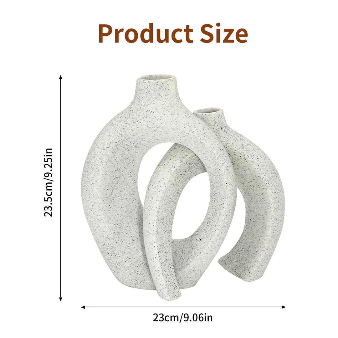 Set of 2 Artistic Decorative Vase White Reisn Hollow Snuggle Donut Flower Vases for Table Bouquet Centerpieces Displaying