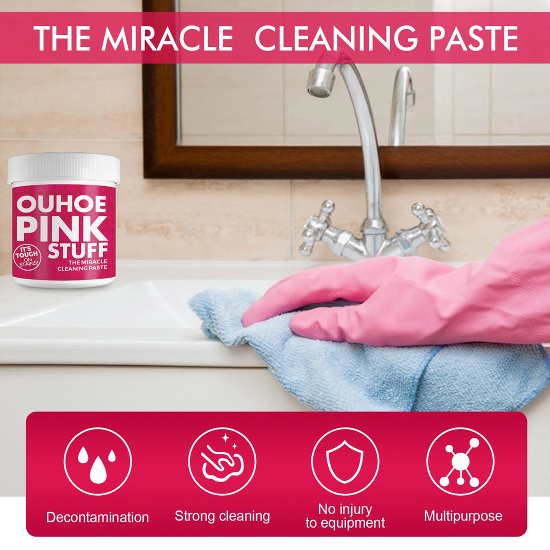 5pcs Household Cleaner Cream Multifunction Kitchen Heavy Oil Dust Stain Removal Powder Cookware Grease Cleaning Degreaser