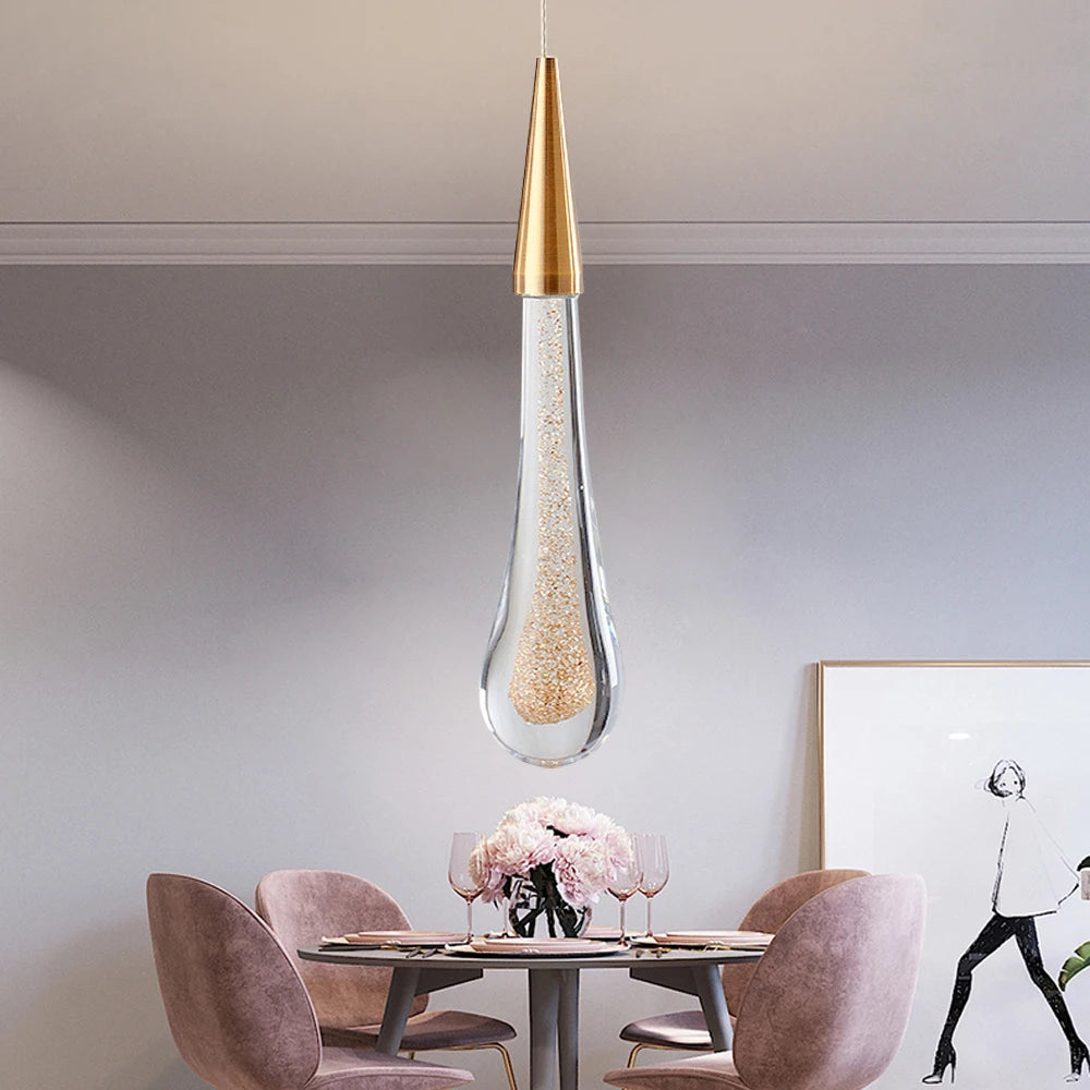 Pendant Lights Kitchen Island, Modern Gold Pendant Light with Clear Glass, 1.77*11.02in Farmhouse Hanging Light Fixtures