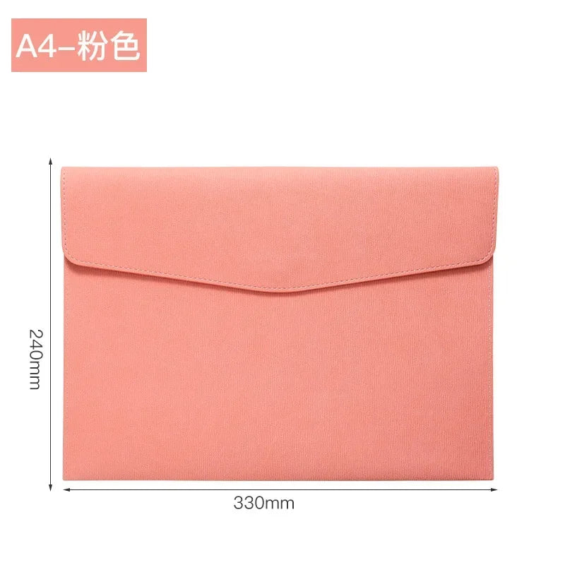 A4 Leather File Folder Large Capacity Document Bag Business Briefcase Magnetic Button Waterproof Laptop Cases Office Organizer