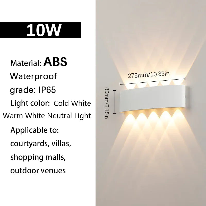 LED wall lights UP & Down AC85-265V ABS Waterproof Led Lights Modern Indoor Outdoor Appliances For Wall Panels Home Garden Yard