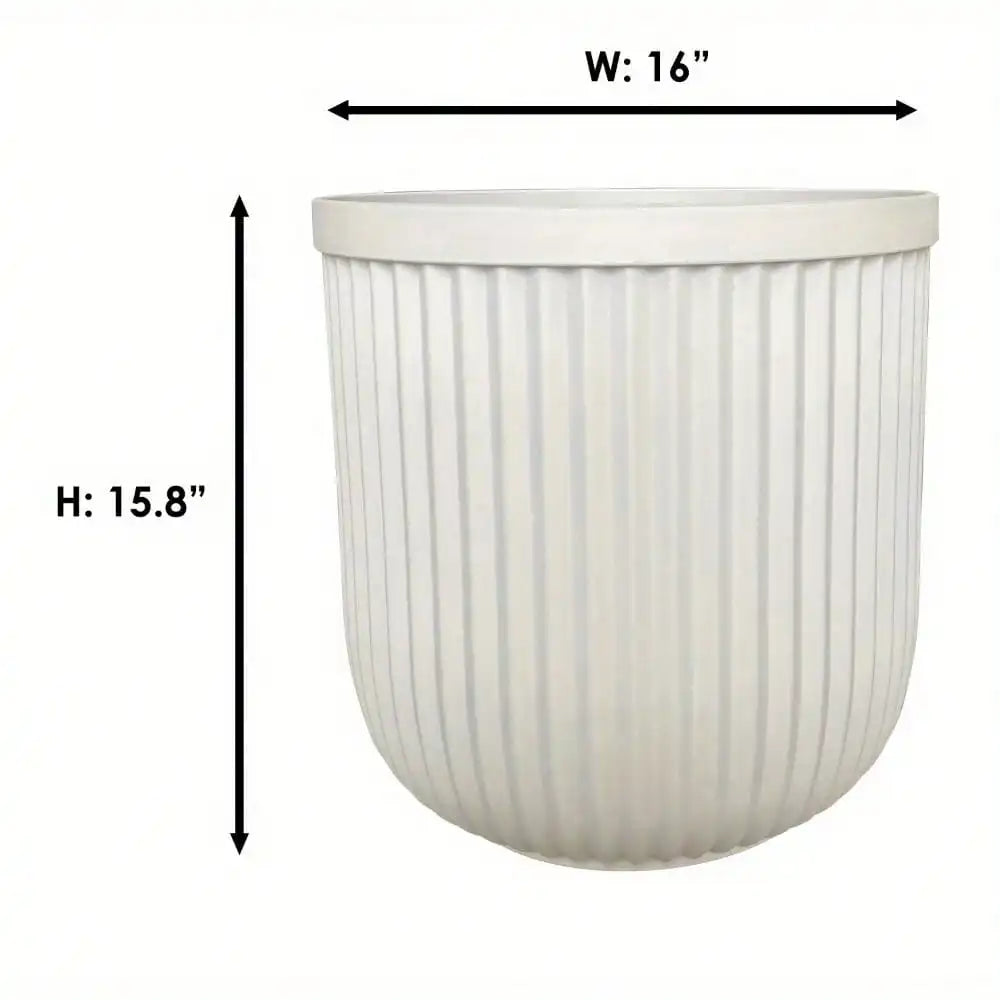 16"W x 16"L x 15.8"H White Resin Plant Pot Planter, suitable for all plants indoors and outdoors