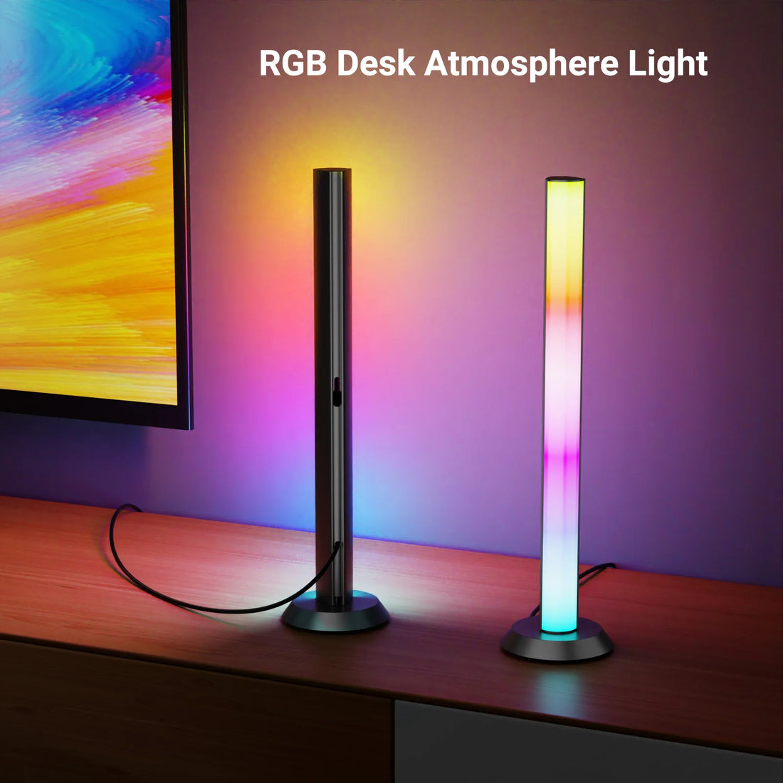 Smart LED Light Bars, RGB+IC TV Backlight with Music Sync, Bl LED Table Desk Light Bar, Game Lights with Scene Modes, Ambient Li