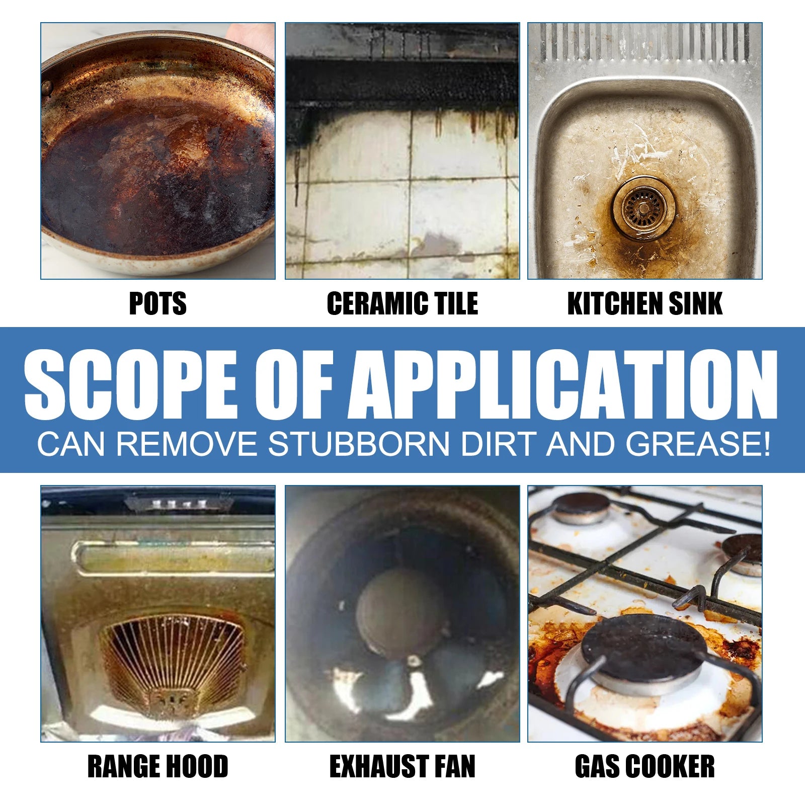 JueFish Kitchen Oil Stain Foam Cleaner Kitchen Stove Range Hood Oil Stain And Dirt Removal Cleaner 2pcs