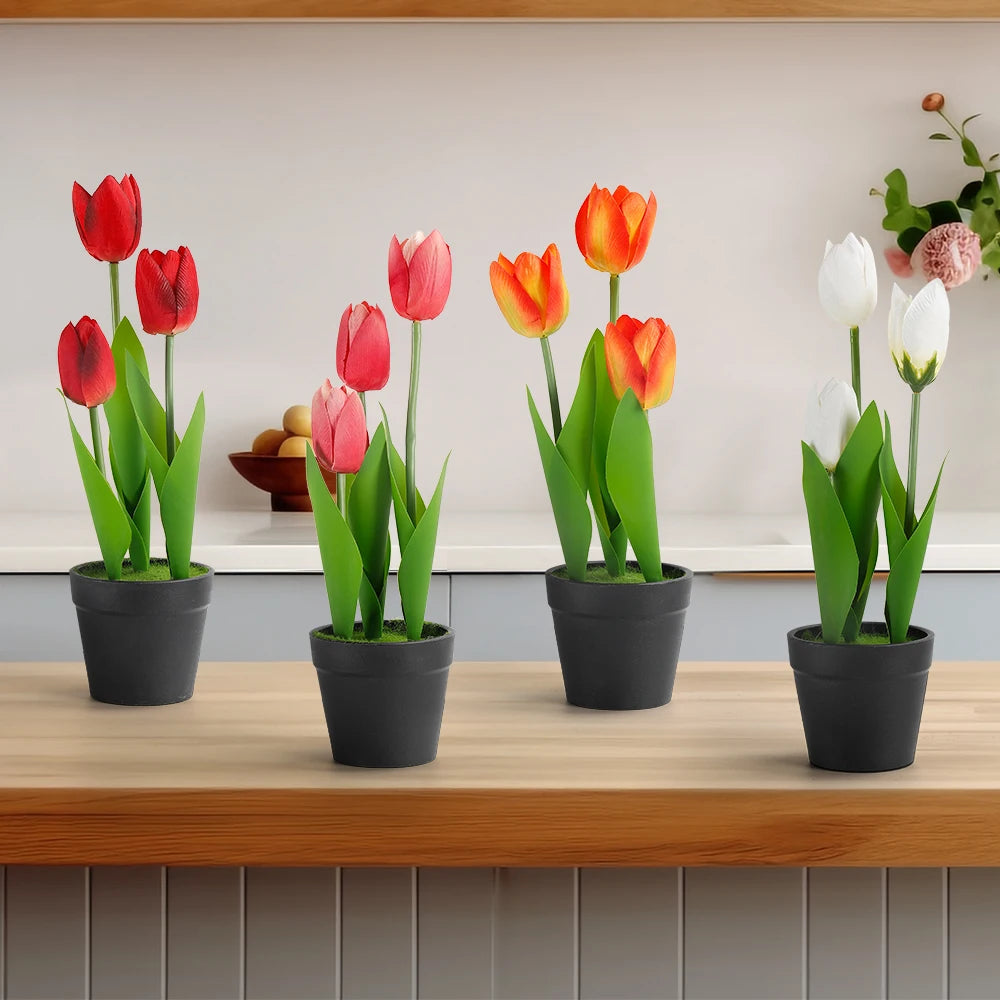 Mini Artificial Potted Flowers Bonsai - Lifelike Table Decor for Home & Garden, Fake Plant Ornaments