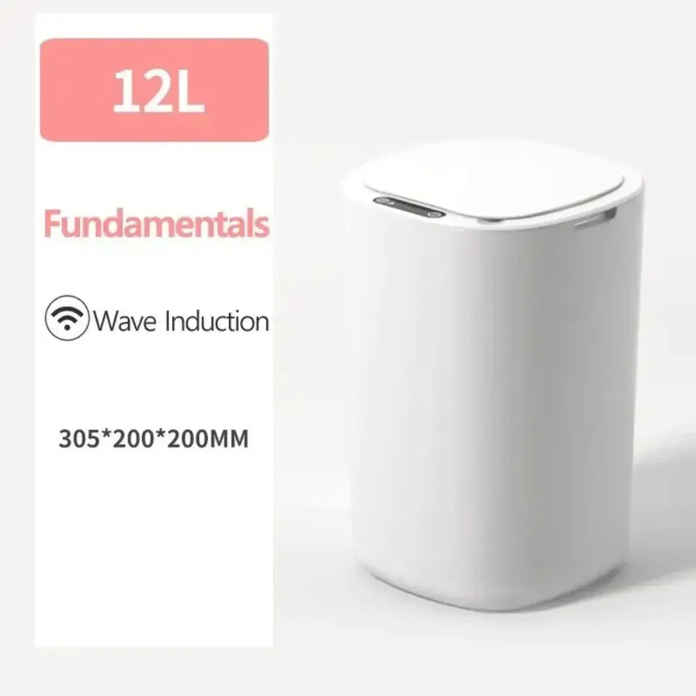 Auto-Sensing Trash Can 12L - Smart Waterproof Electric Garbage Bin for Kitchen/Bathroom, Touchless White Trash Can with Lid