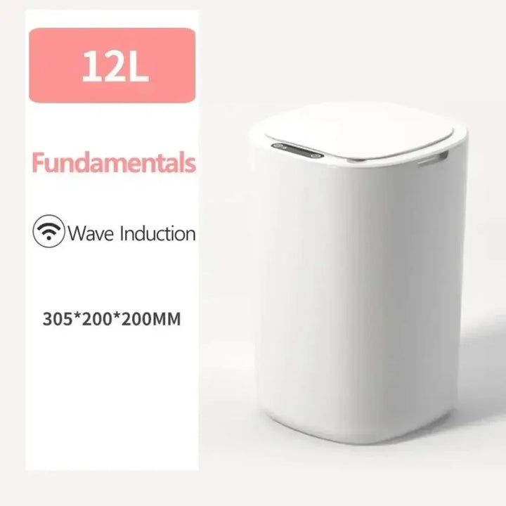 Auto-Sensing Trash Can 12L - Smart Waterproof Electric Garbage Bin for Kitchen/Bathroom, Touchless White Trash Can with Lid