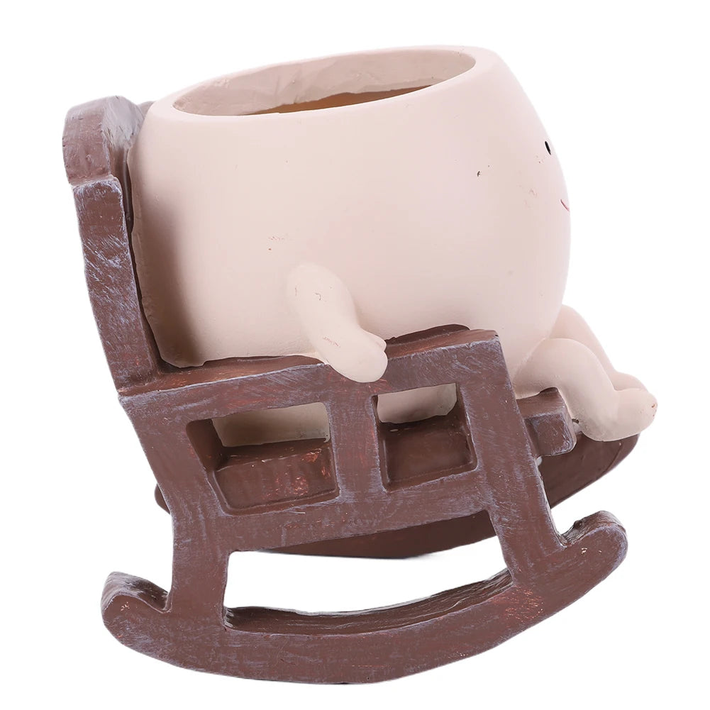 Swing Smile Face Planter Resin Smiling Face Flower Pot Creative Smile Face Flower Container for Indoor Outdoor Plant