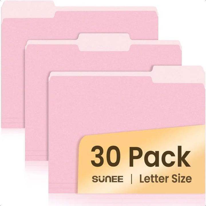 File Folders 30 Pack Manilla Folders 8.5 x 11 Colored File Folders Home Office School Supplies for Documents Files Paper Pink