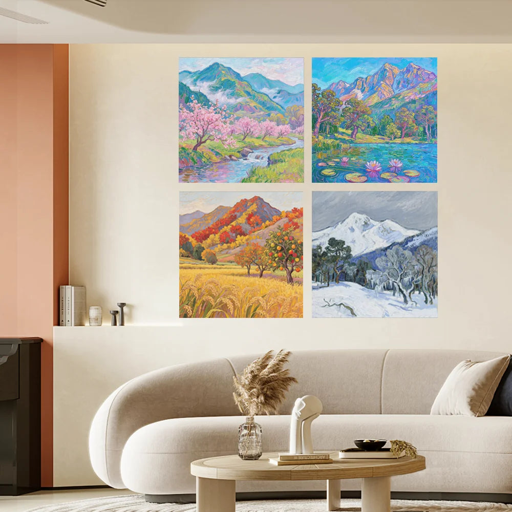 The Four Seasons Canvas Oil Painting HD Print Wall Art Poster Gallery Art Prints Picture Photos for Living Room Home Decor Gift