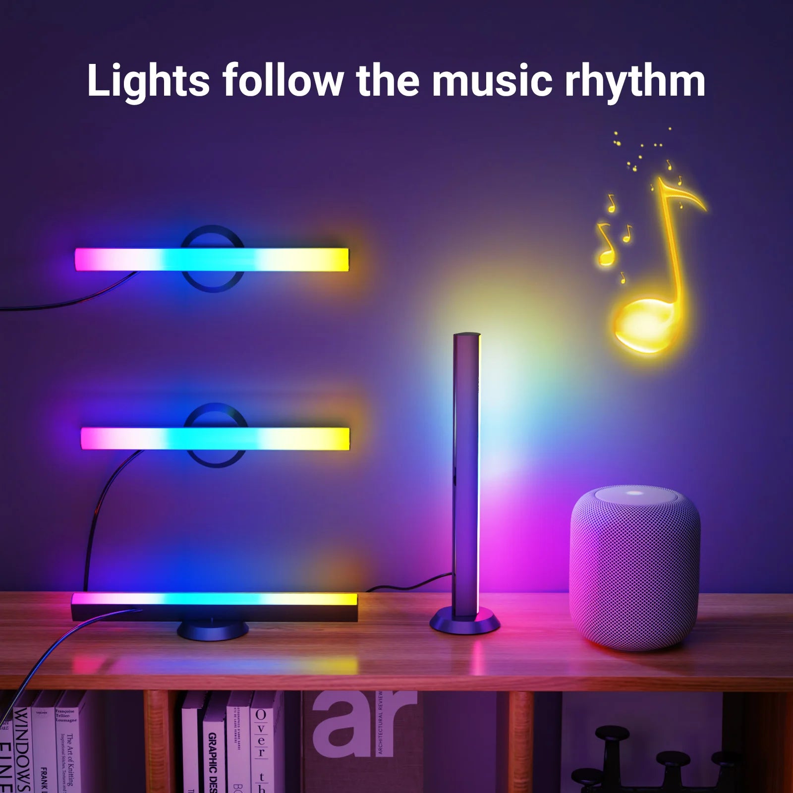 Smart LED Light Bars, RGB+IC TV Backlight with Music Sync, Bl LED Table Desk Light Bar, Game Lights with Scene Modes, Ambient Li