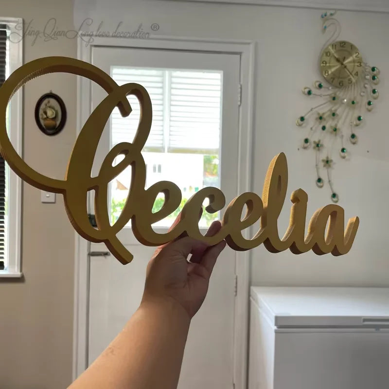 Custom Wooden Name Sign for Nursery Decor, Baby Shower Gift, Cursive font, Will You Be My Flower Girl