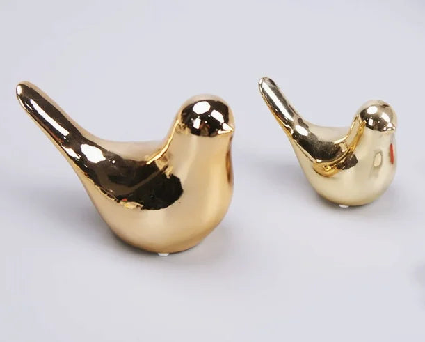 Small Birds Statues Gold Home Decor Modern Style Figurine Decorative Ornaments for Living Room,Bedroom,Office Desktop,Cabinets