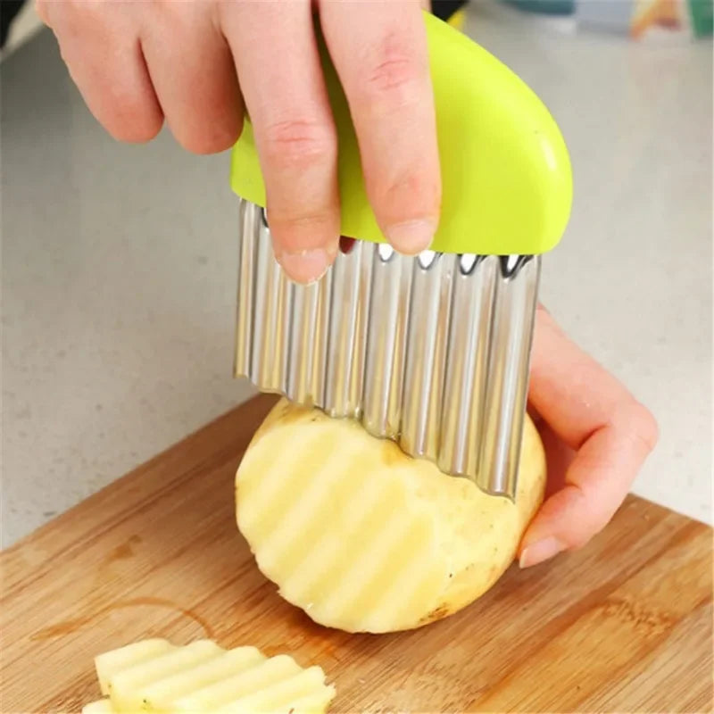 Potato Cutter Chip French Fry Maker Stainless Steel Wavy Knife French Fries Chopper Knife Chopper French Fry Kitchen Tools