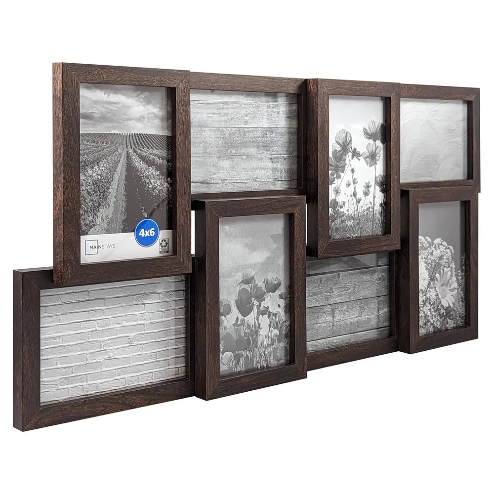 8 Opening Gallery Collage Frame 4x6 Photos Durable Wall Mount Picture Frame with Hangers Perfect Home and Office Decoration