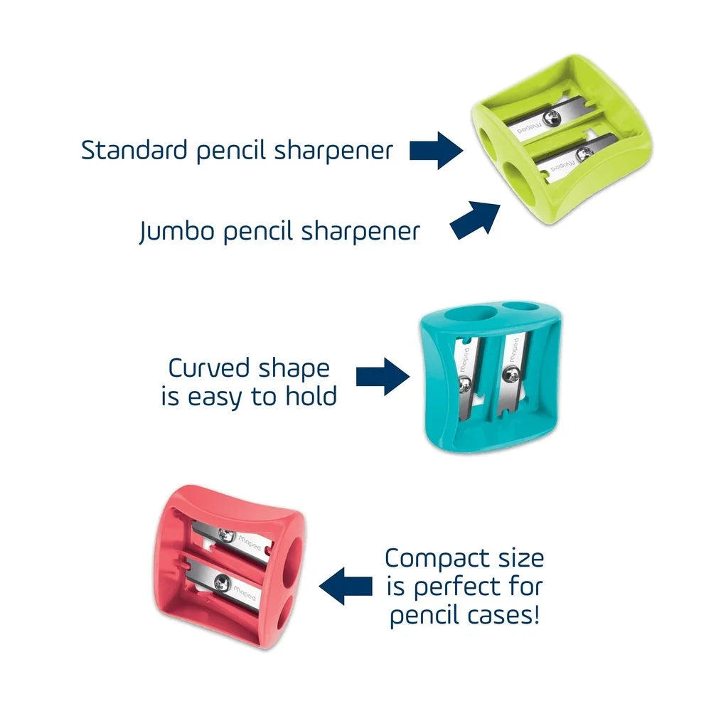 30 Pack 2 Hole Pencil Sharpeners Graphite and Colored Pencils Durable Steel Blades Portable School Office Art Drawing