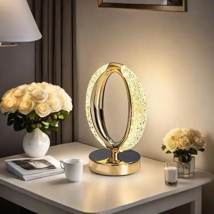 Bedside Cordless Crystal Lamp, Touch Sensor Control LED Table Lamp,3 Color Stepless Dimmable Battery Powered Lamp