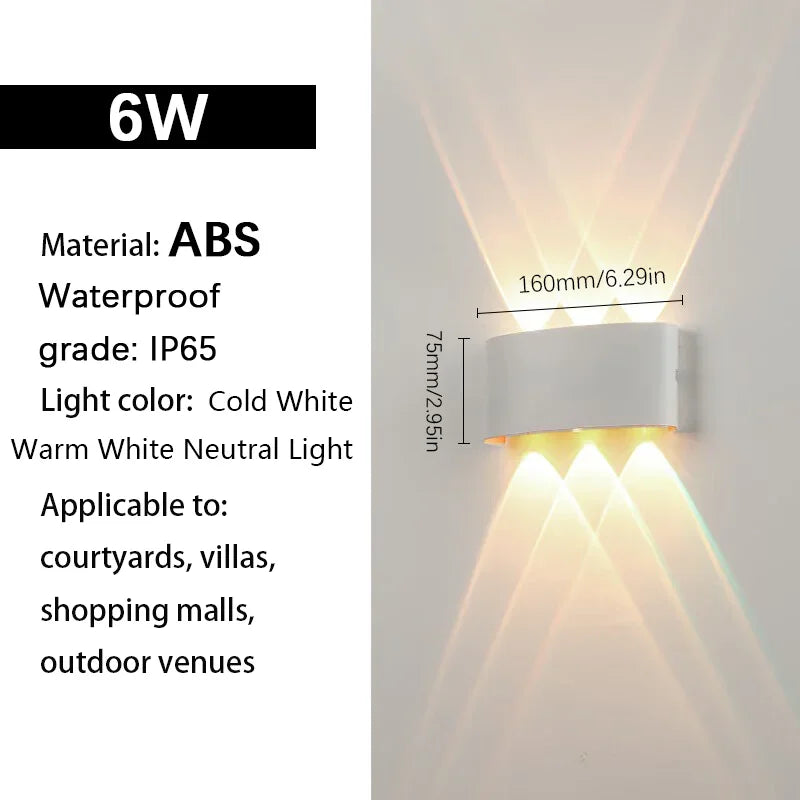 LED wall lights UP & Down AC85-265V ABS Waterproof Led Lights Modern Indoor Outdoor Appliances For Wall Panels Home Garden Yard