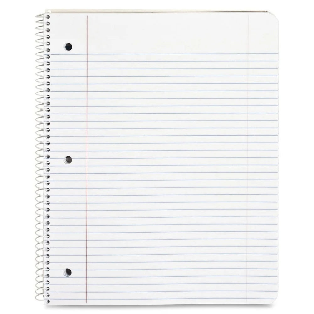 Wirebound College Ruled Notebook Single Subject Punched Stiff Cover 100 Sheets Letter Size Spiral Bound Durable Office School