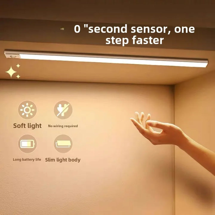 LED Night Light Ultra Thin Human Body Sensor Light USB Rechargeable Cabinet Light for Kitchen Bedroom Wardrobe Lighting 2PC 40CM