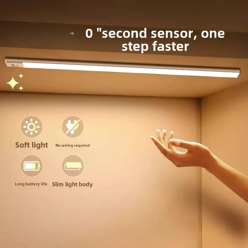 LED Night Light Ultra Thin Human Body Sensor Light USB Rechargeable Cabinet Light for Kitchen Bedroom Wardrobe Lighting 2PC 40CM