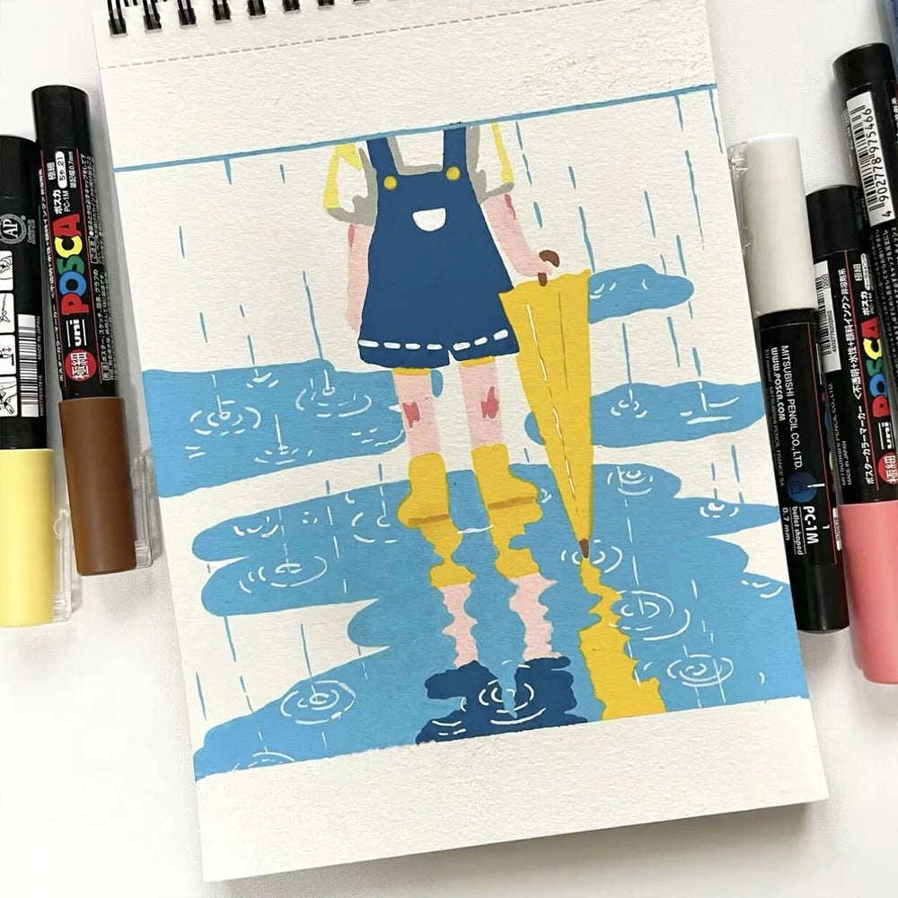 16pcs UNI PC-3M POSCA Markers Set Acrylic Pen 0.9-1.3mm Painting Graffiti High Quality Japanese Stationery Office Supplies