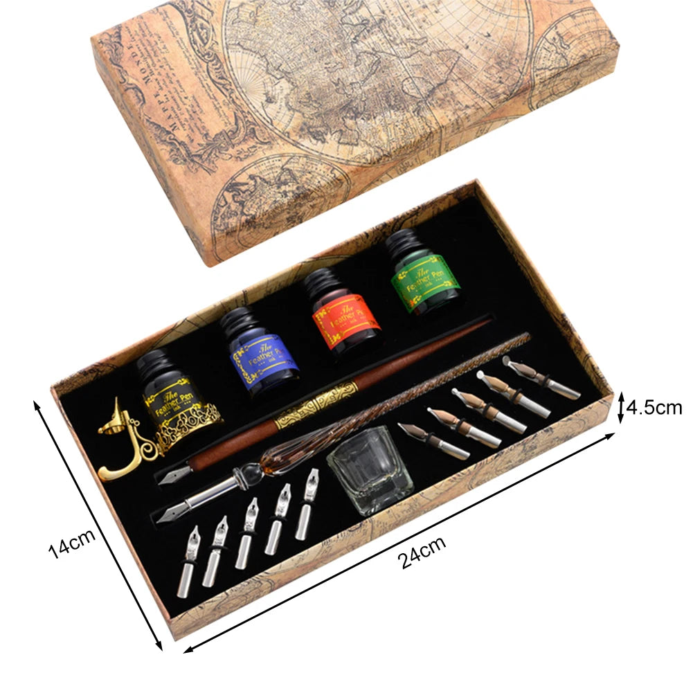 Dip Pen Fountain Set Star Starry Sky Glass Calligraphy Ink Pen Stationery Gift