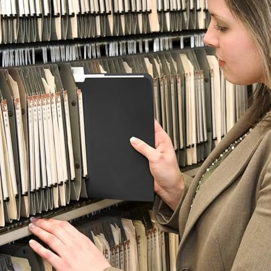 12 Pack Black File Folders 3 Tab 1 3 Cut File Folders Letter Size for Home Office School Plastic 9x11.5 in Office Supplies