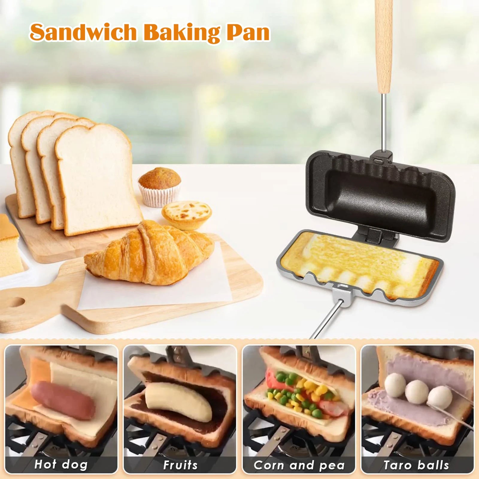 Double-Sided Sandwich Fry Pan Easy To Clean Pancakes Grill Pan High Temperature Resistant Applicable Gas Cooker Kitchen Gadgets