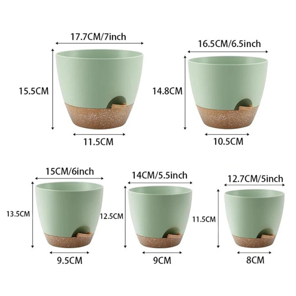 5Pcs Self Watering Planters with Drainage Hole Convenient Plant Pots Lightweight Large Flower Pot for Indoor Outdoor Plants