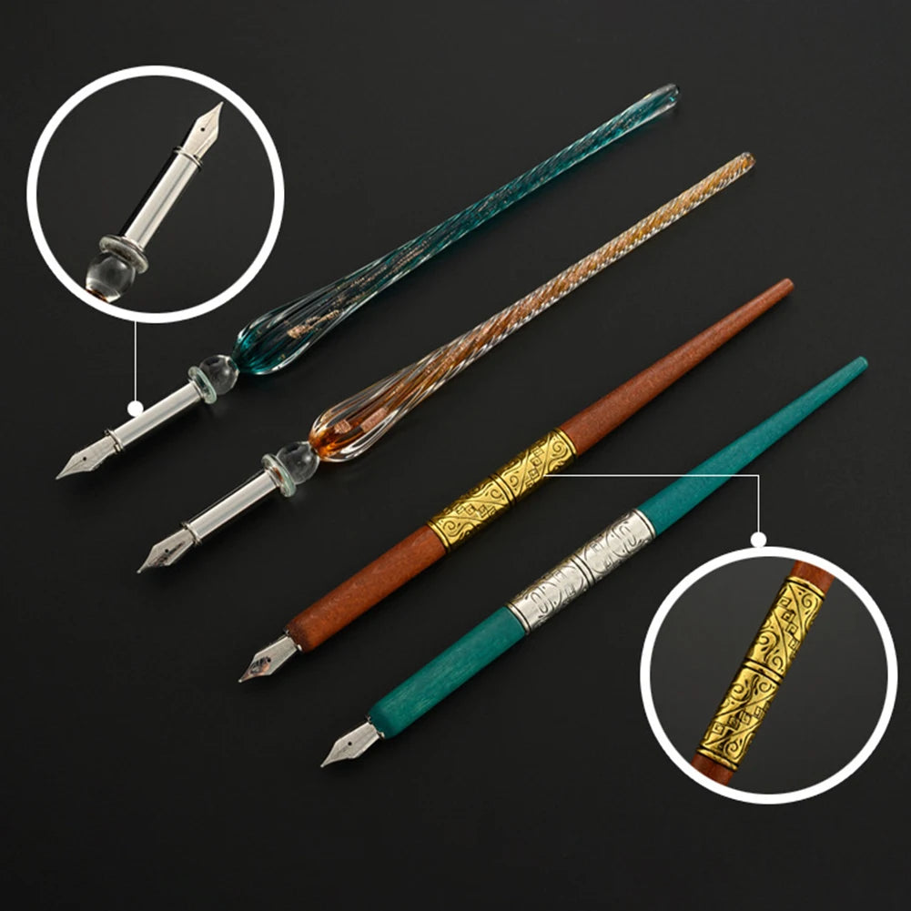 Dip Pen Fountain Set Star Starry Sky Glass Calligraphy Ink Pen Stationery Gift
