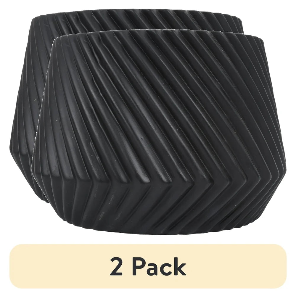 Ceramic Ridge Planter 2 Pack with Drainage Holes Indoor Outdoor Plant Pot Modern Home Decor Perfect Gift Succulents and Foliage