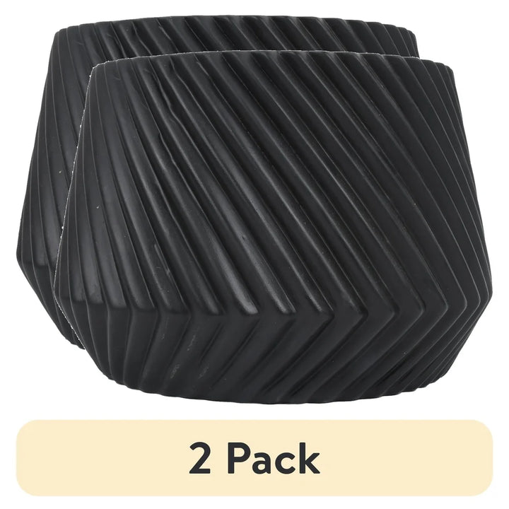 Ceramic Ridge Planter 2 Pack with Drainage Holes Indoor Outdoor Plant Pot Modern Home Decor Perfect Gift Succulents and Foliage